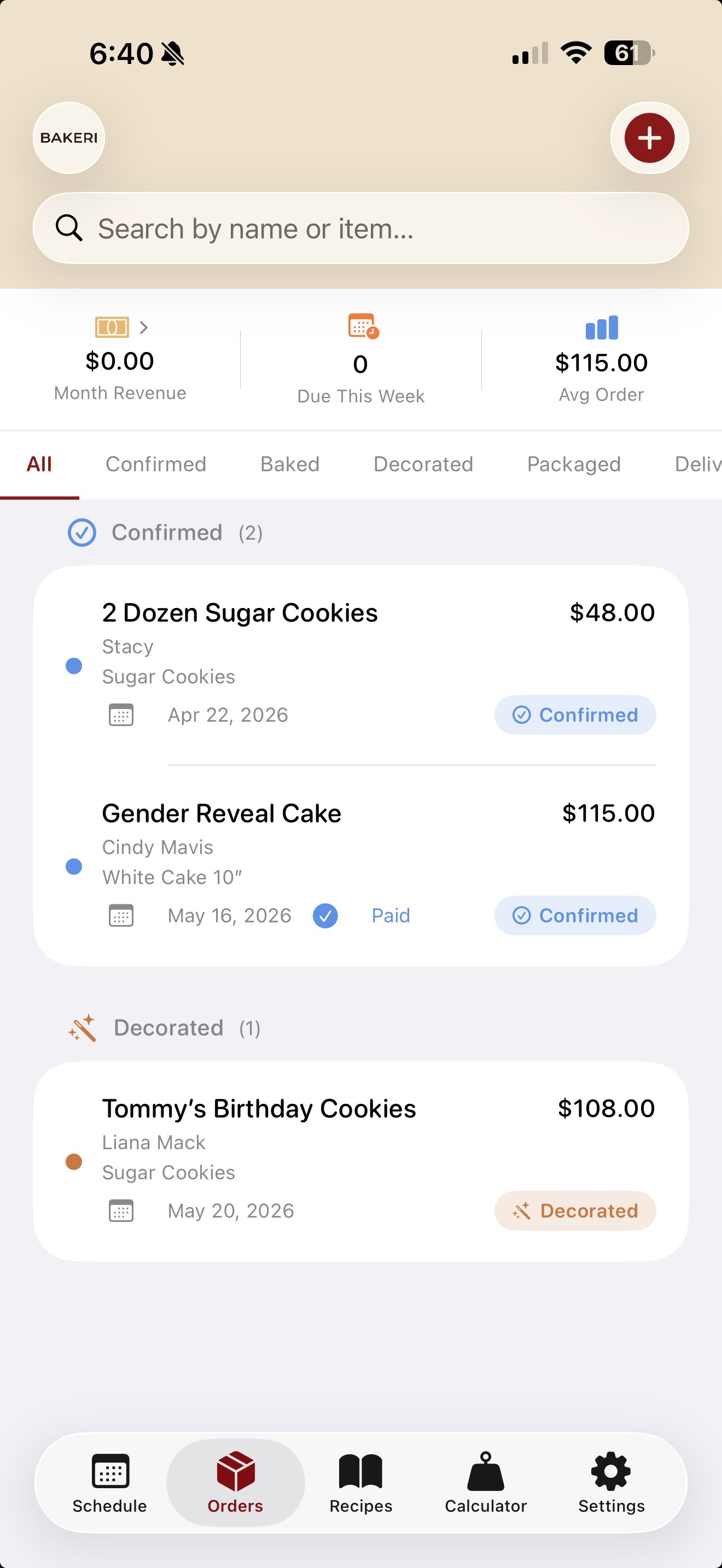 Bakeri orders